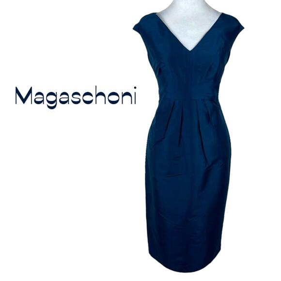 Magaschoni Deep Blue V-Neck Dress - Picture 1 of 13